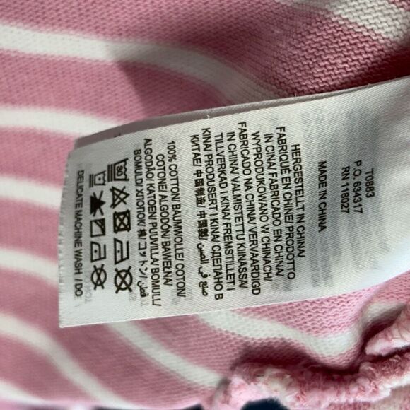 Boden Frilled Side Split Jersey Top pink white stripe ruffle cuff size 6 - Picture 7 of 9